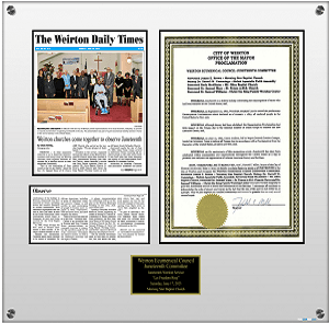 Weirton Ecumenical Council Plaque