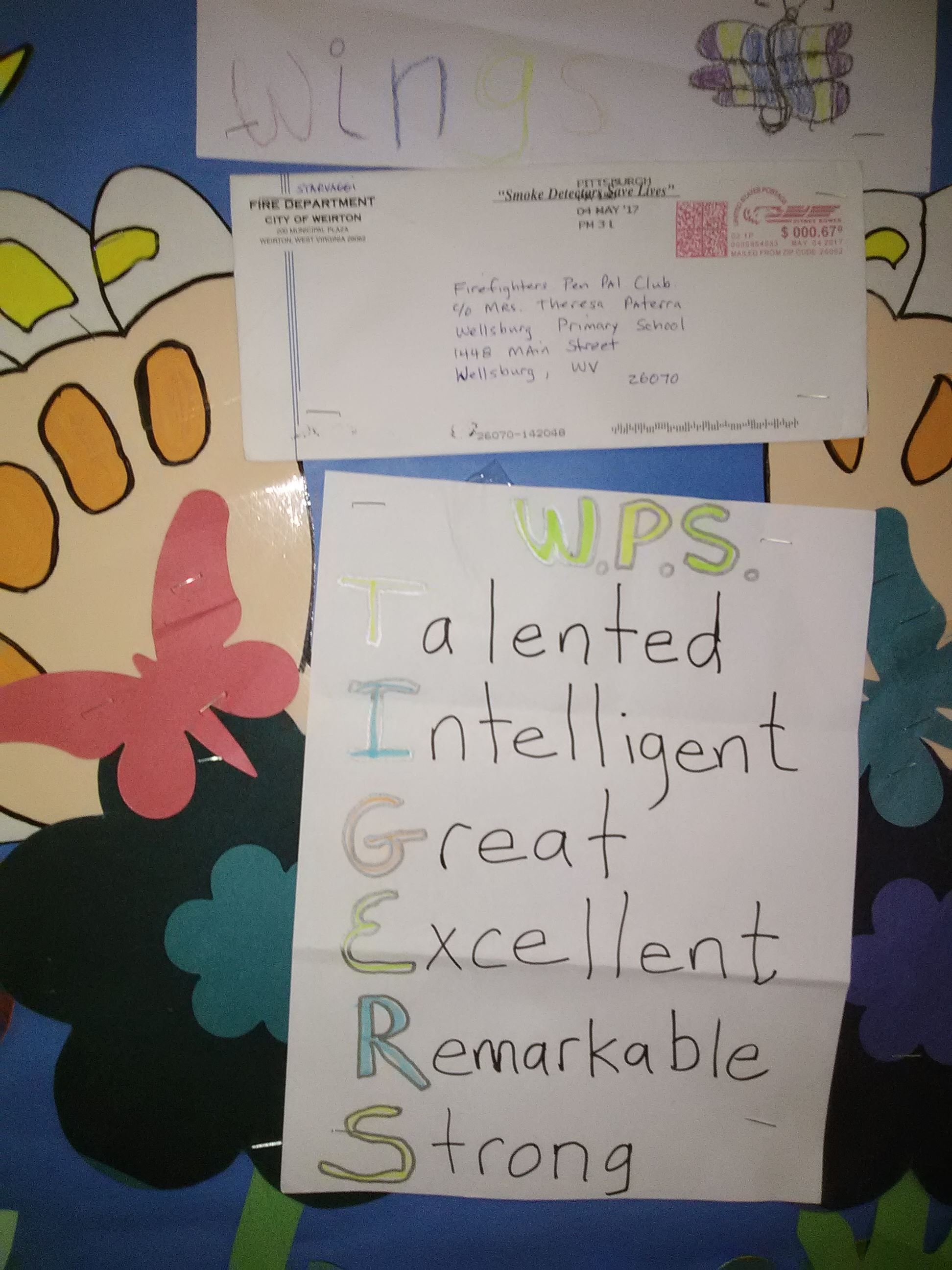 This is the Acrostic Poem that the FF's came up with and sent to the members of the Pen Pal Club.